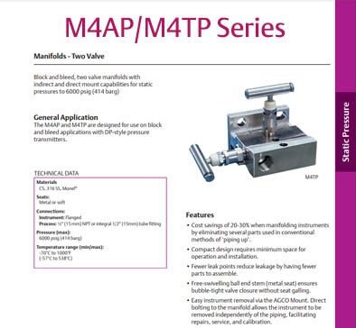 AGI M4AP/M4AT - 2 Valve DP Manifolds